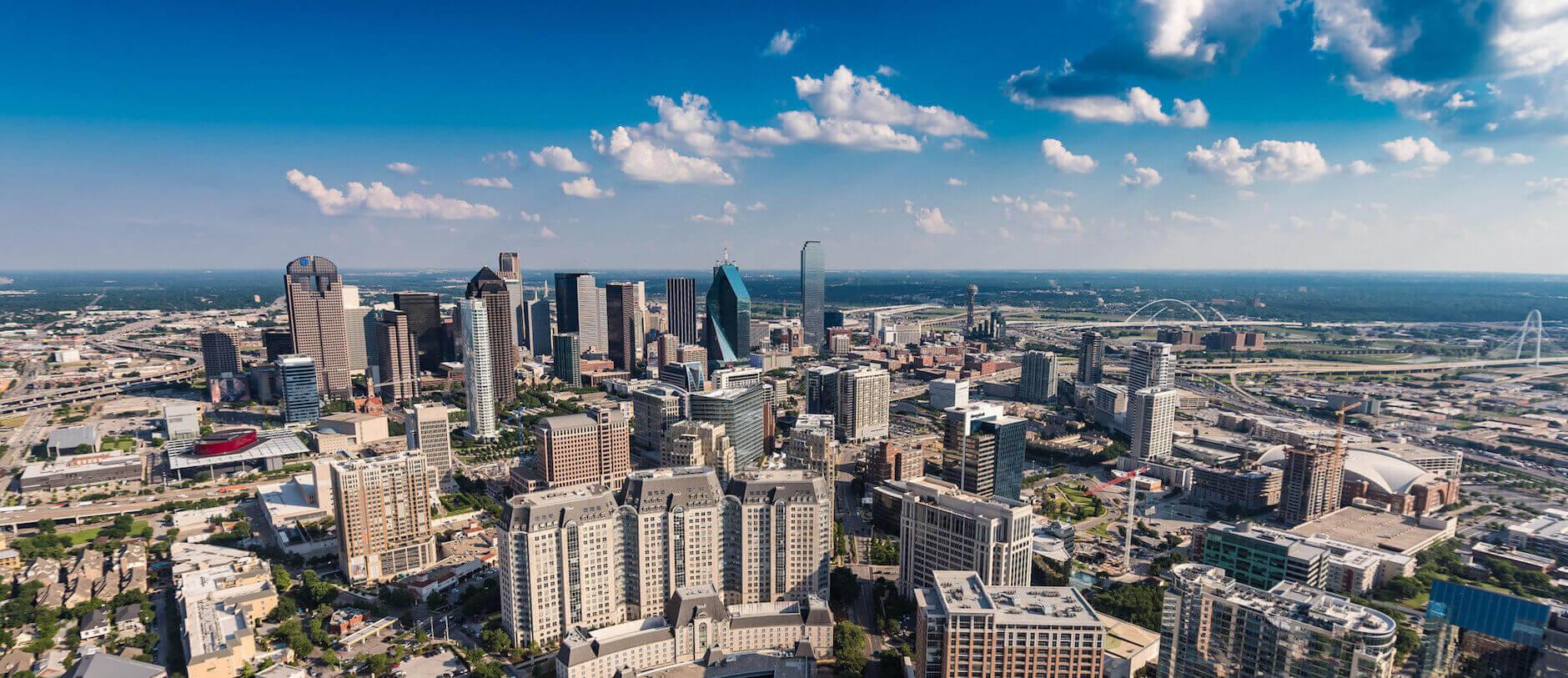 Aerial shot of Dallas, TX